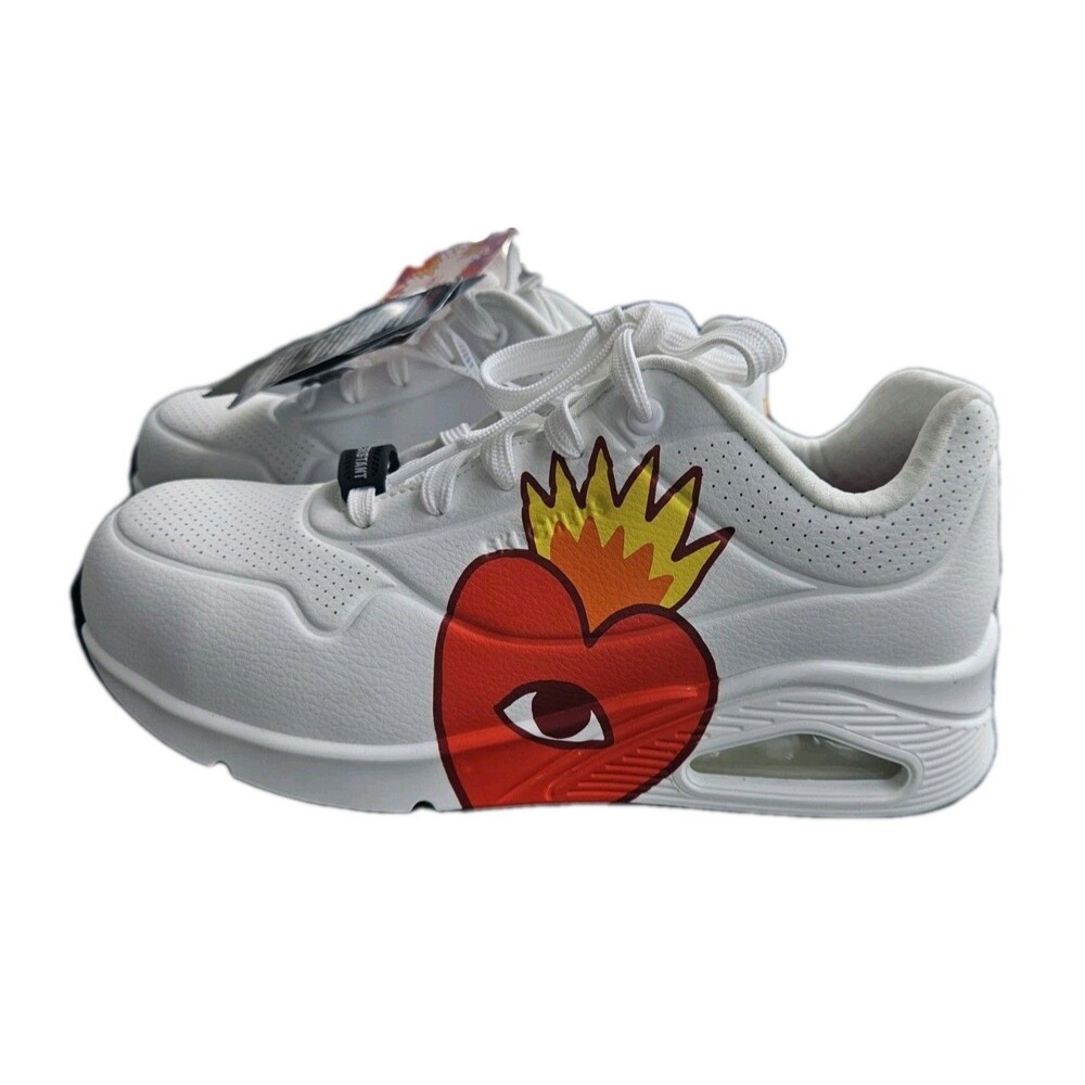 SKECHERS Work Slip Resistant Cushioned Lace Up Low Top White Sacred Heart